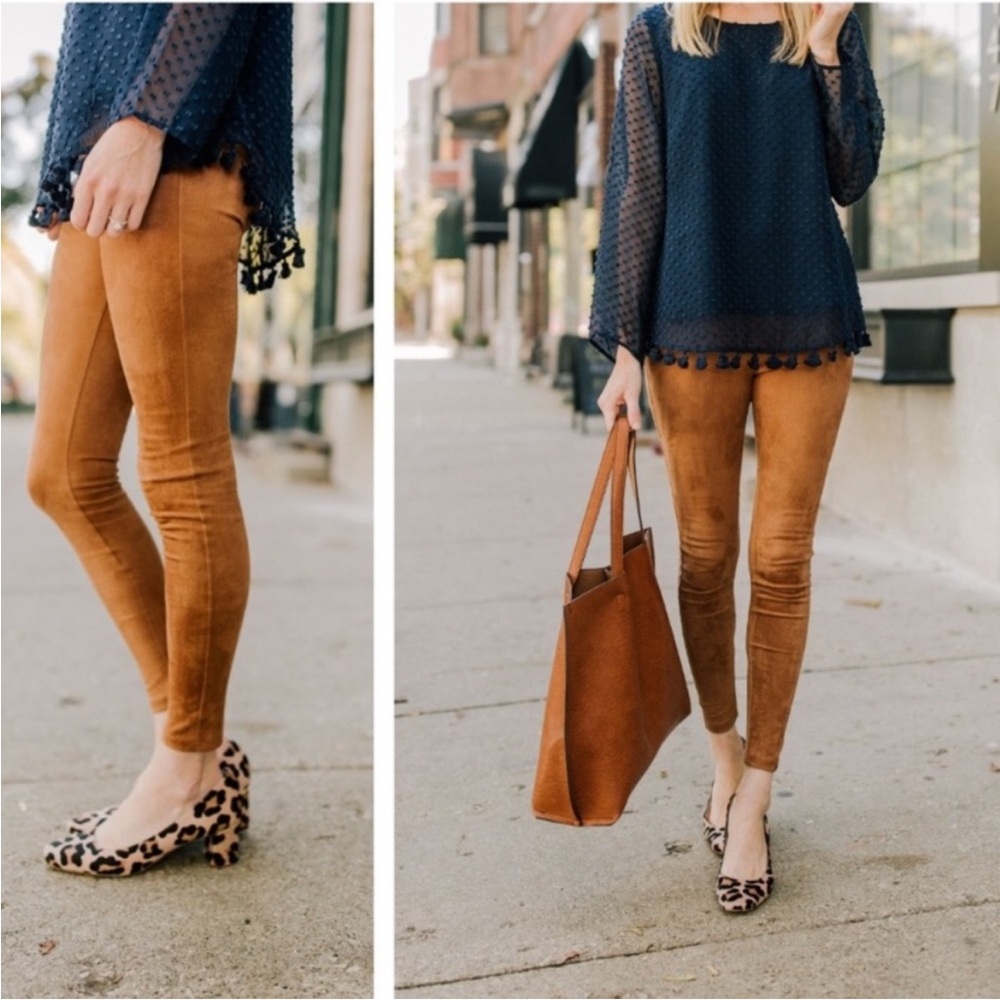 Anthropologie Brown Faux Suede Leggings - Picture 5 of 11